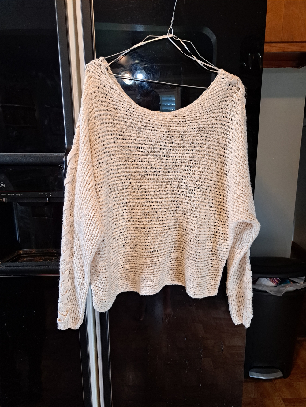 Billabong Cream Open-Knit Off-Shoulder Sweater